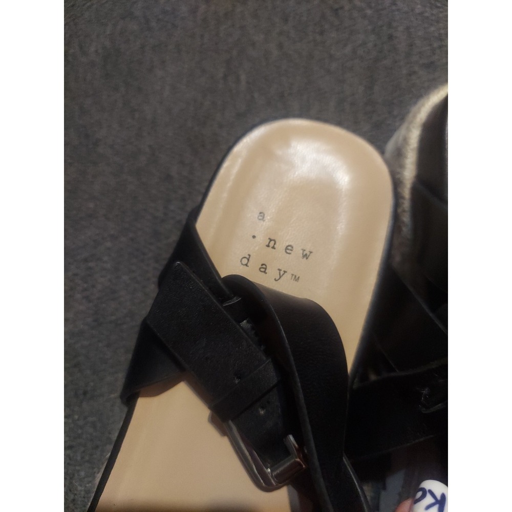 A NEW DAY size 11 Rianne Espadrille Sandals Ankle Buckle Black Platform Y2k Boho - Picture 7 of 11